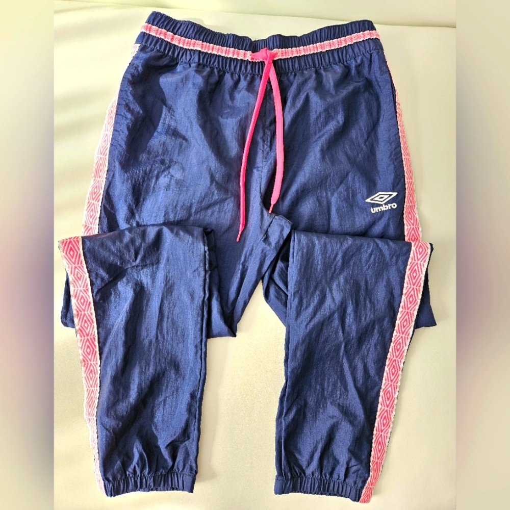 Umbro track pants, navy and pink, size S
